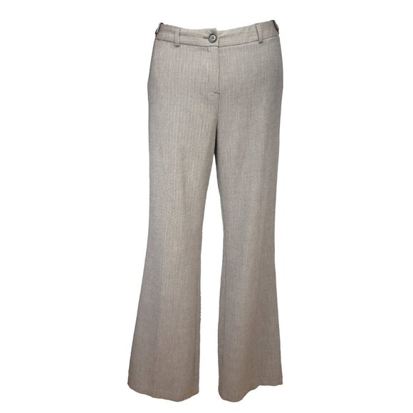 MARKS & SPENCER Office Herringbone Bootcut Academia Beige Brown Trousers US 10 - Picture 1 of 8